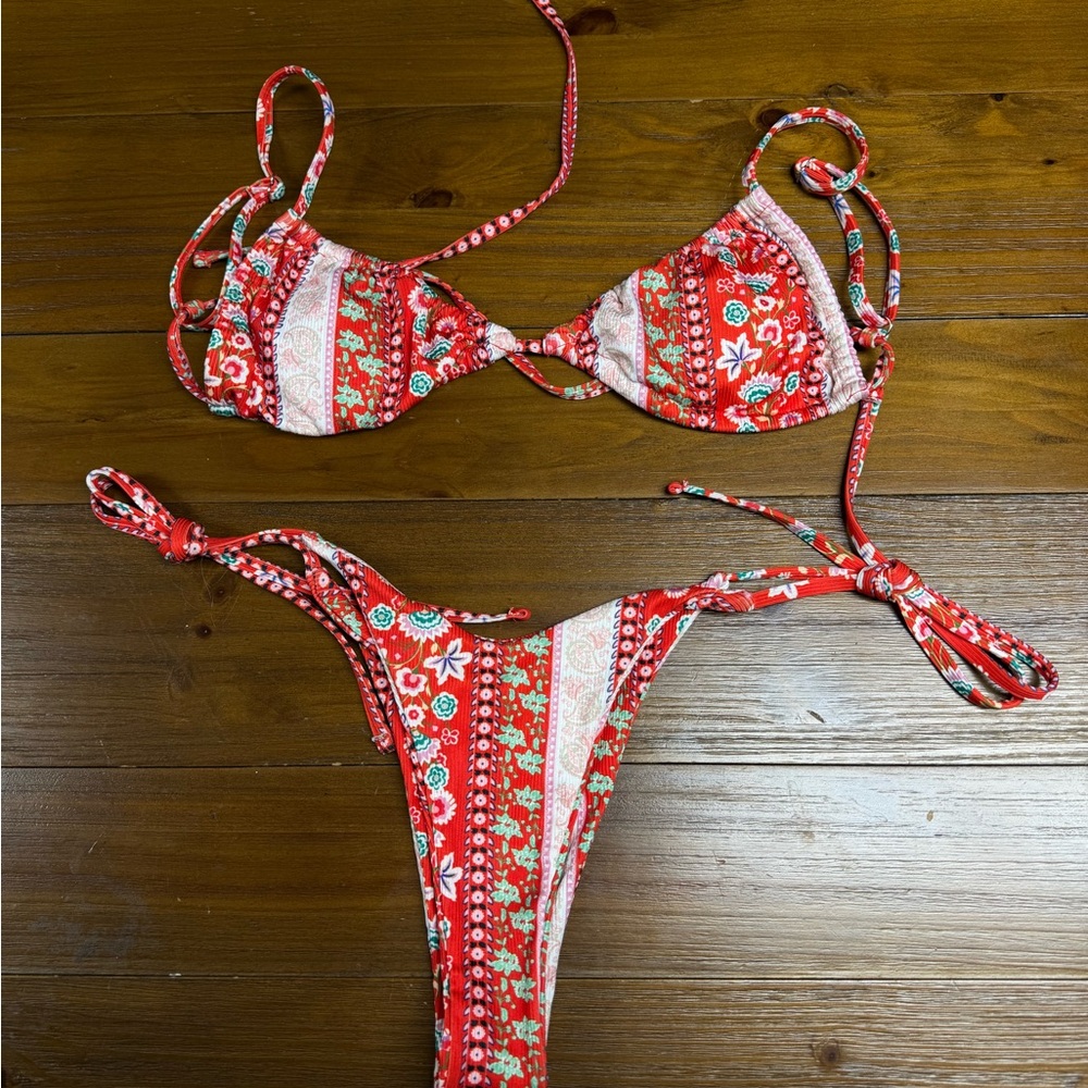 Red Floral Bikini